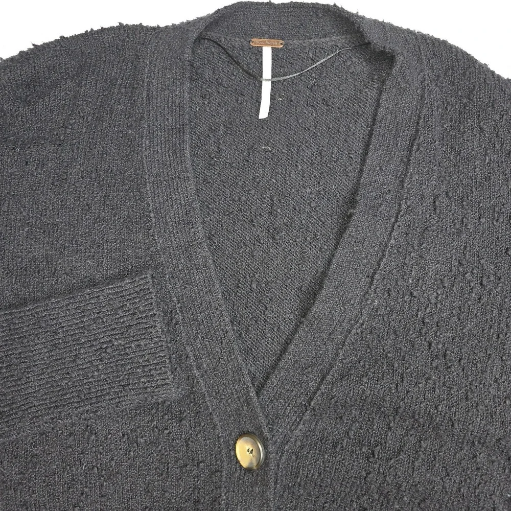 FREE PEOPLE Women's Medium Black Cardigan Sweater With Buttons -1591